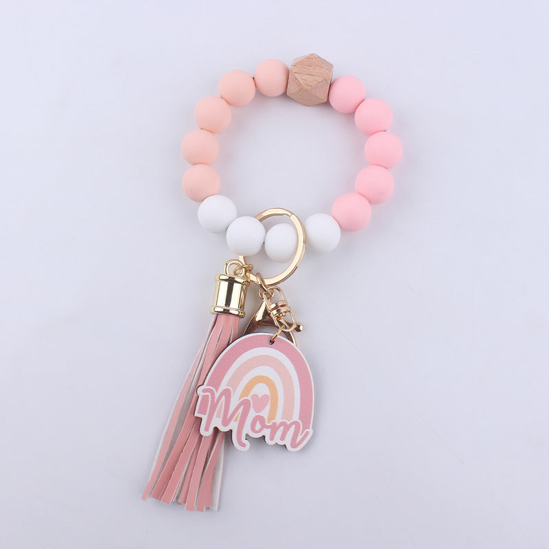 Wholesale Mother's Day Tassel Bracelets with Silicone Keychains